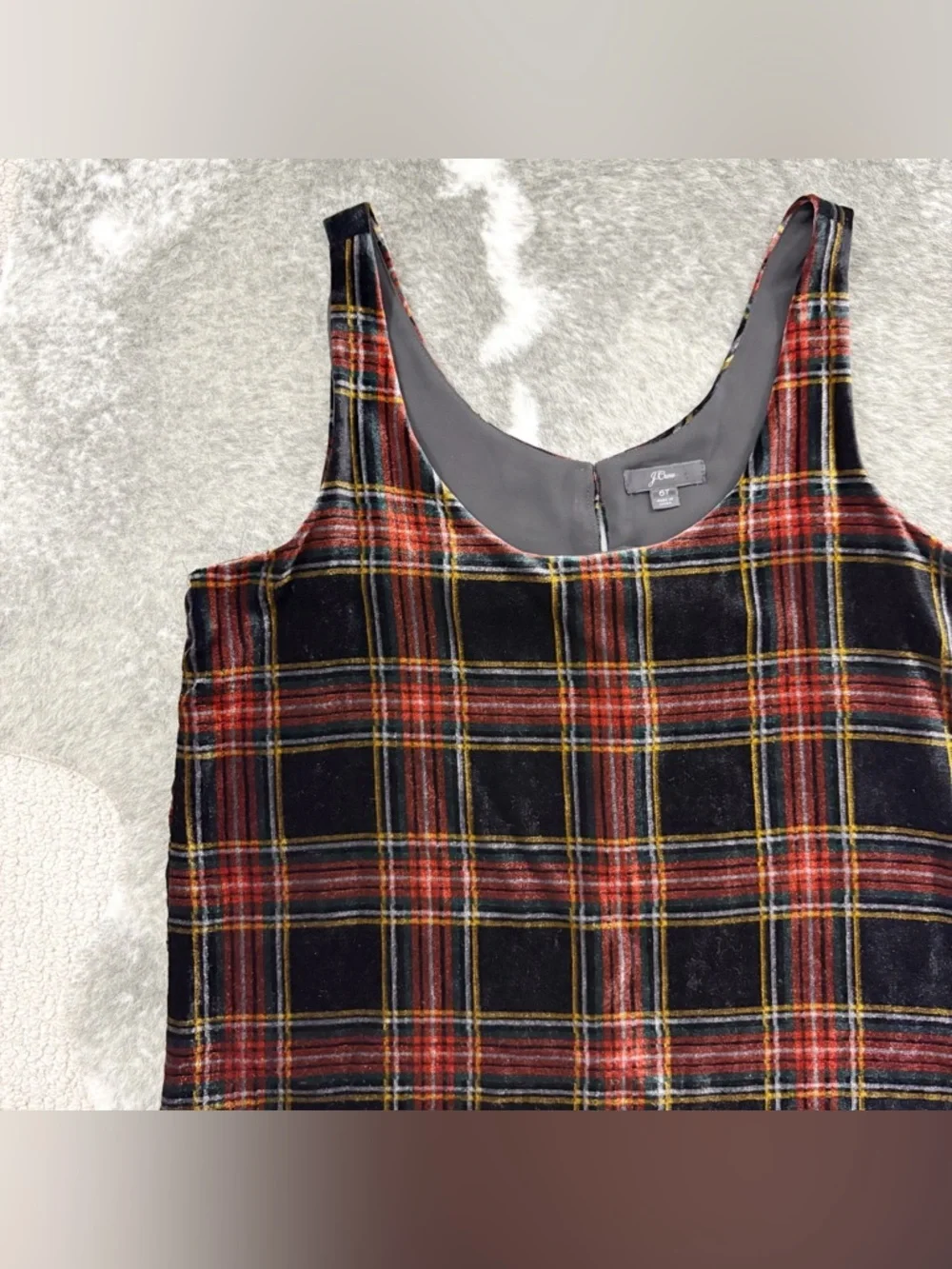 J. Crew Tartan Plaid Velvet Tank Top 6T 6 Tall